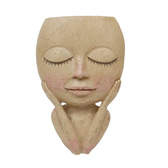 Face Head Flower Planter Container Pot Flowerpot Figure Garden Decor Tabletop - Picture 1 of 12